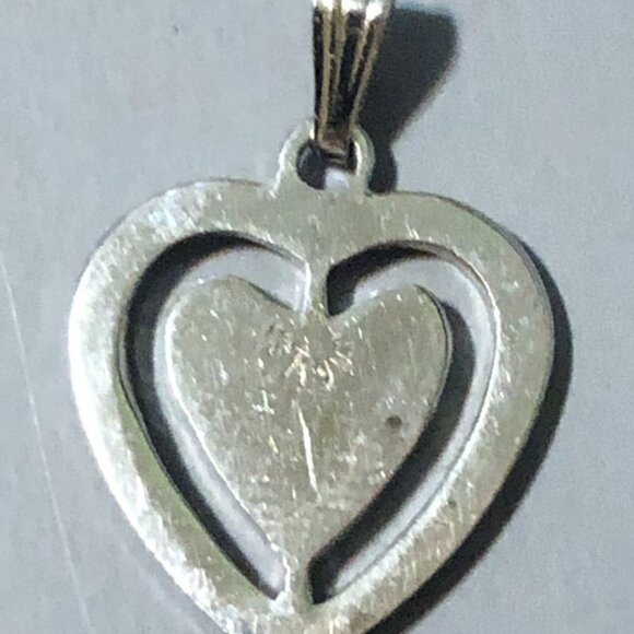 Sterling Silver Etched Heart Diamond Pendant - Picture 2 of 2